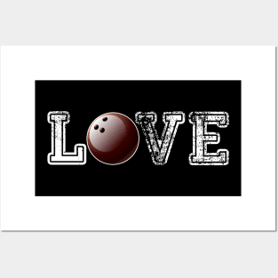 Bowling distressed ball t shirt cute dad mom love Posters and Art